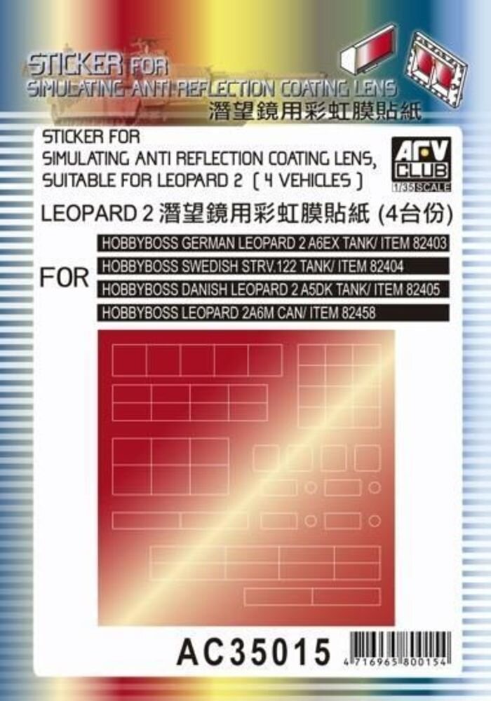 STICKER FOR SIMULATING ANTI REFLECTION COATING LENS,SUITABLE FOR LEOPARD