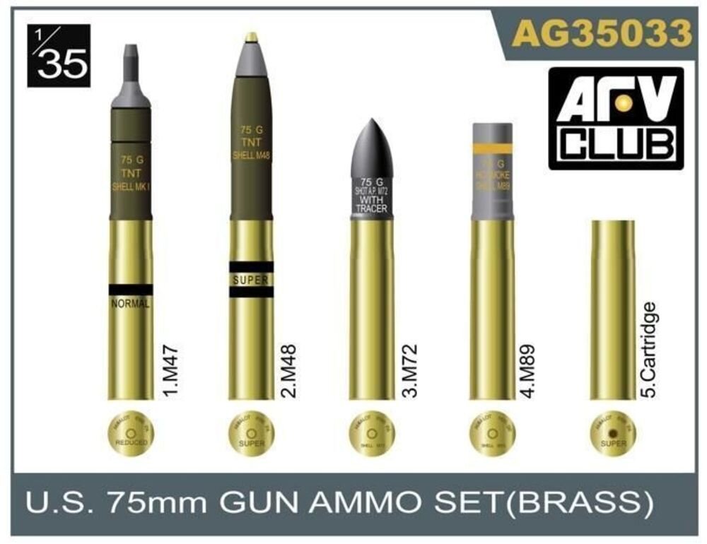 1/35 U.S. 75mm GUN AMMO SET(Brass)