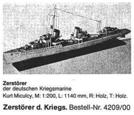 Bauplan ZERSTOERER KR.