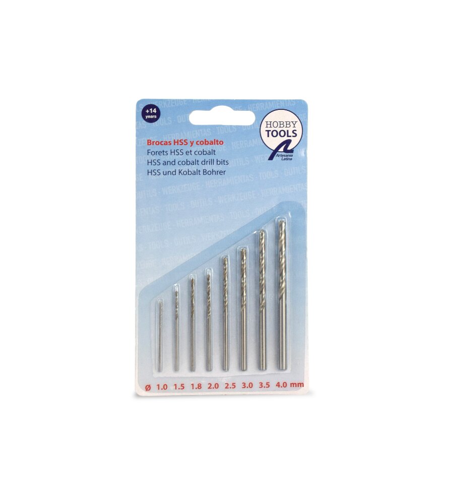 SET OF 8 HSS-E COBALT STEEL DRILL BITS (DIAM. 1.5-1.8-2.0-2.5-3.0-4.0) FALTA UN DIAMTRO