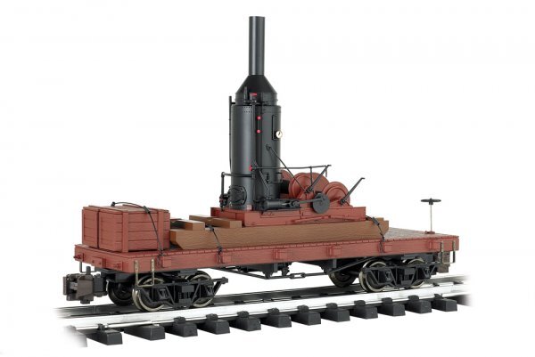 Non-operating Log Skidder & Crate on 20' Log car