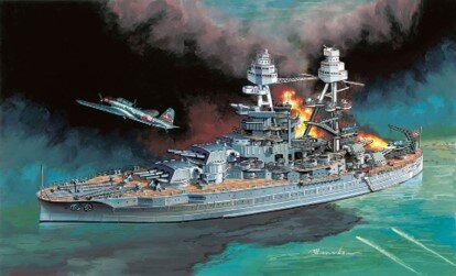 U.S.S ARIZONA BB-39 w/TYPE 97″KATE″ CARRIER BOMBER ″PEARL HARBOR ATTACK″ 7 DECEMBER 1941