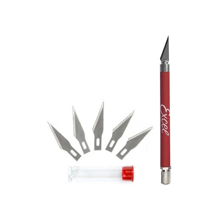 K18 Grip-On Knife with5 #20011Blades and Safety Cap - Red