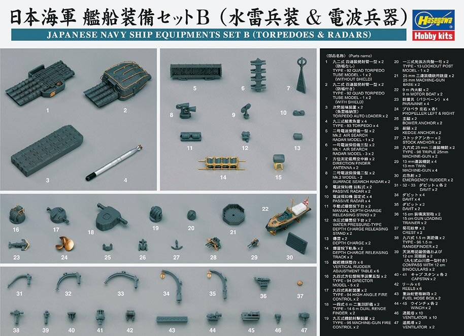 JAPANESE NAVY SHIP EQUIPMENTS SET B (TORPEDOES & RADARS)