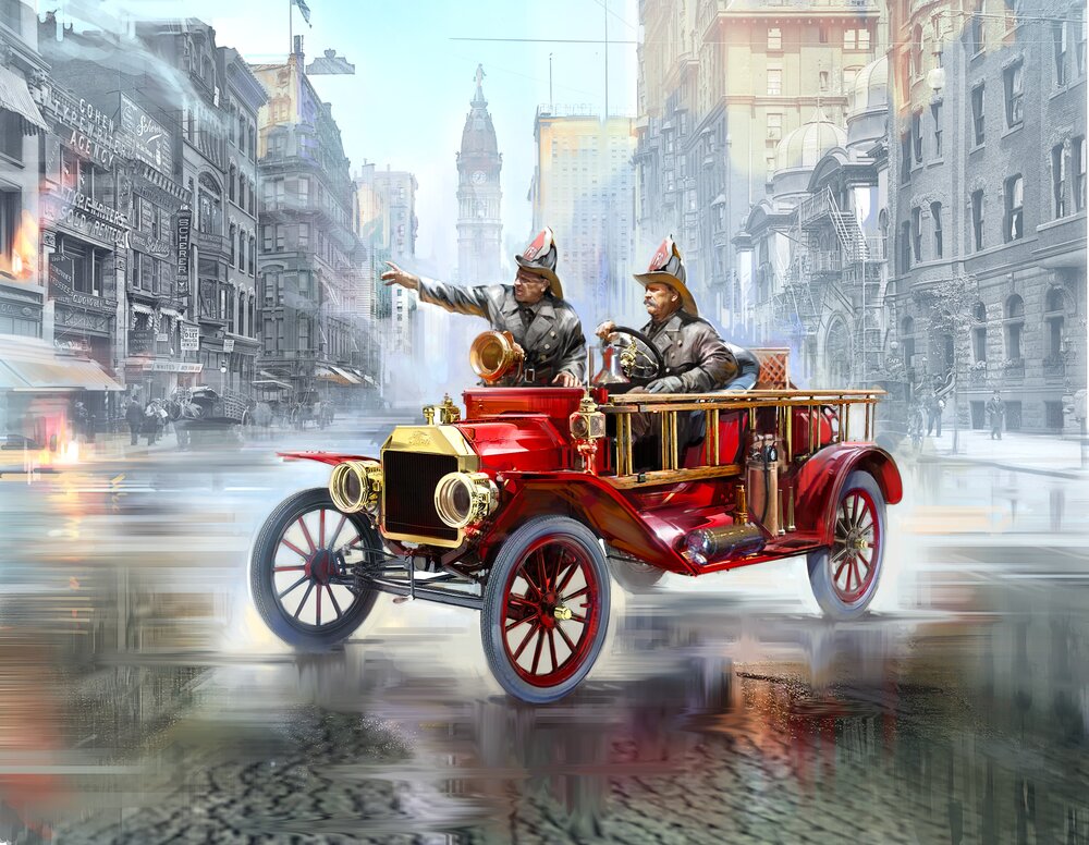 Model T 1914 Fire Truck with Crew