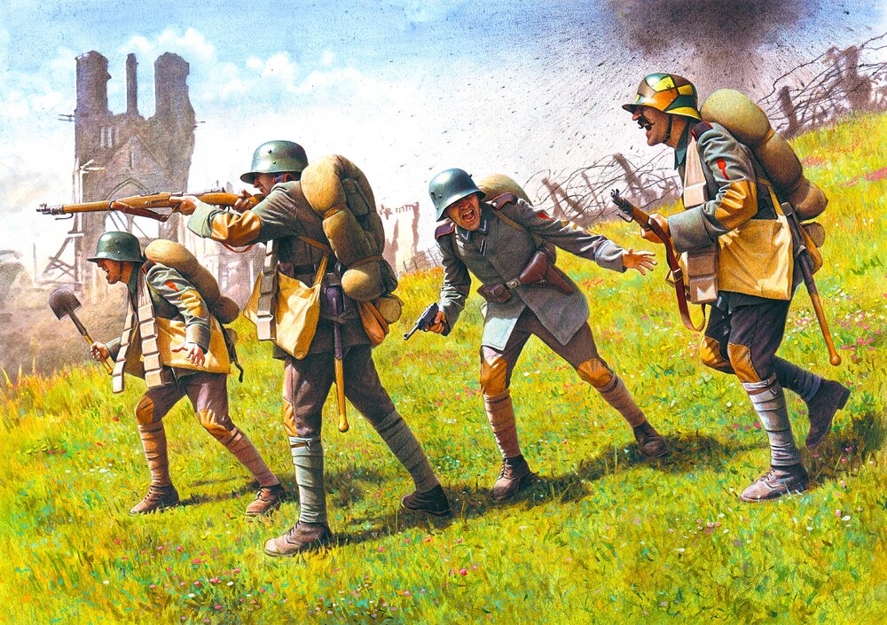 German Assault Troops (1917-1918) (4 figures - 1 unterofficer, 3 soldiers)