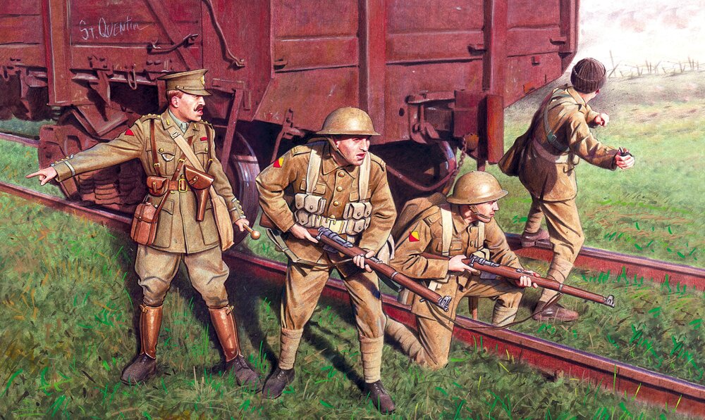 British Infantry (1917-1918) (4 figures - 1 officer, 3 soldiers)