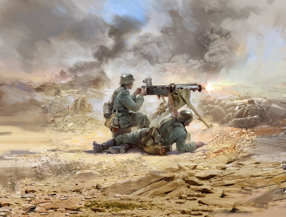 WWII German MG08 MG Team (2)