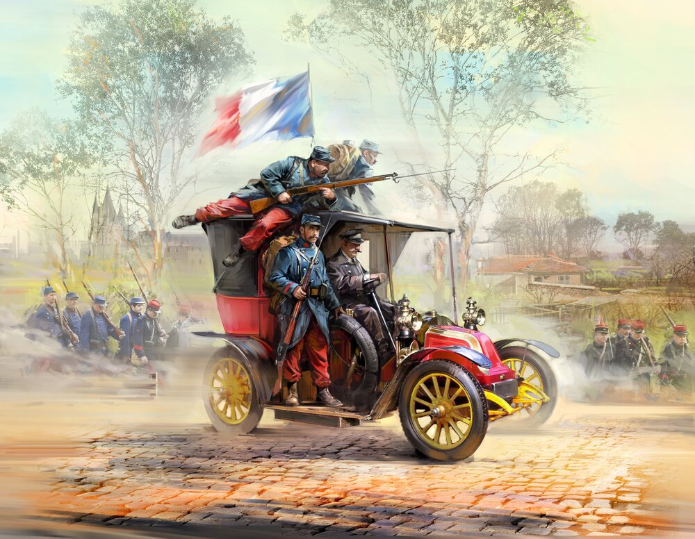 Battle of the Marne″ (1914), Taxi car with French Infantry