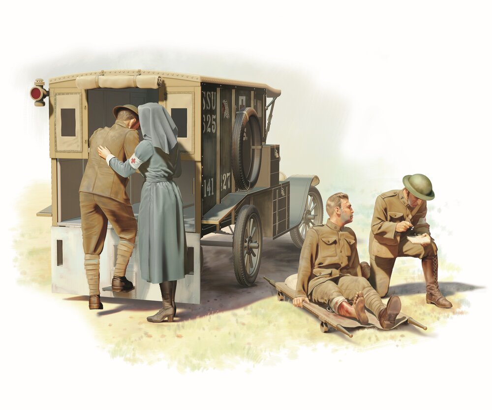 Model T 1917 Ambulance with US Medical Personnel