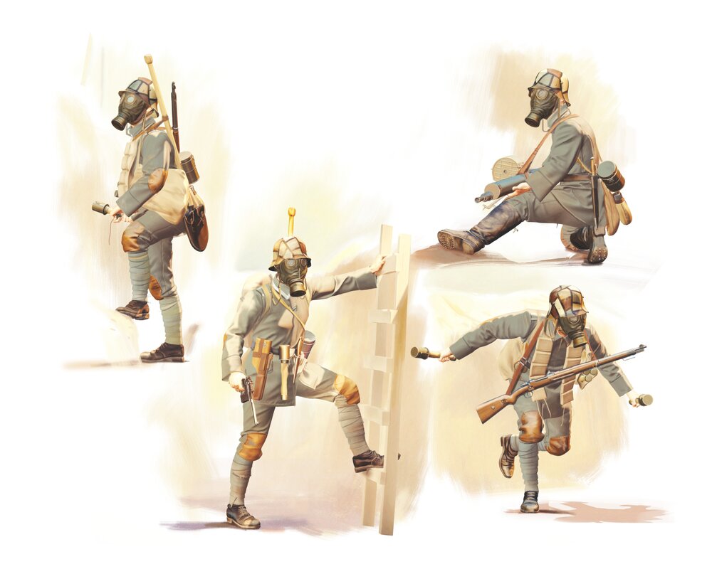 German Infantry in Gas Masks (1918) (4 figures)