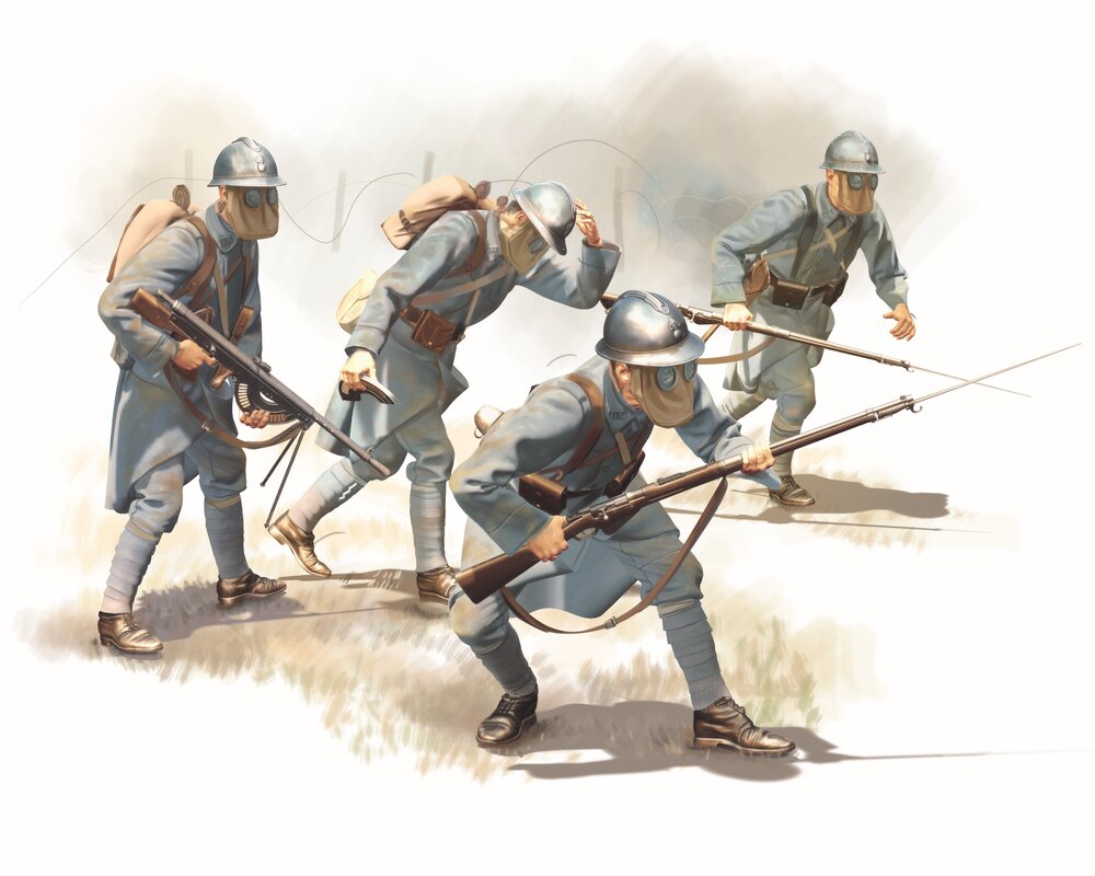 French Infantry in Gas Masks (1918) (4 figures)