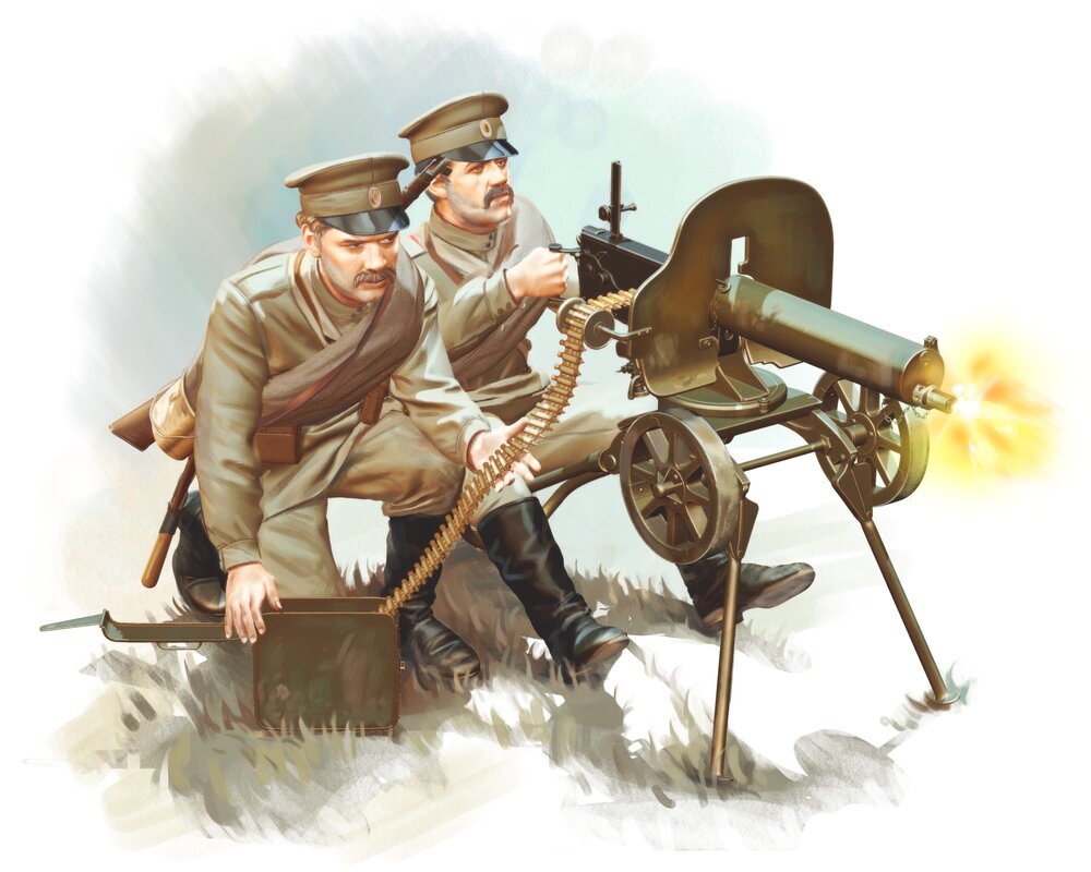 WWI Russian Maxim MG Team (2 figures)