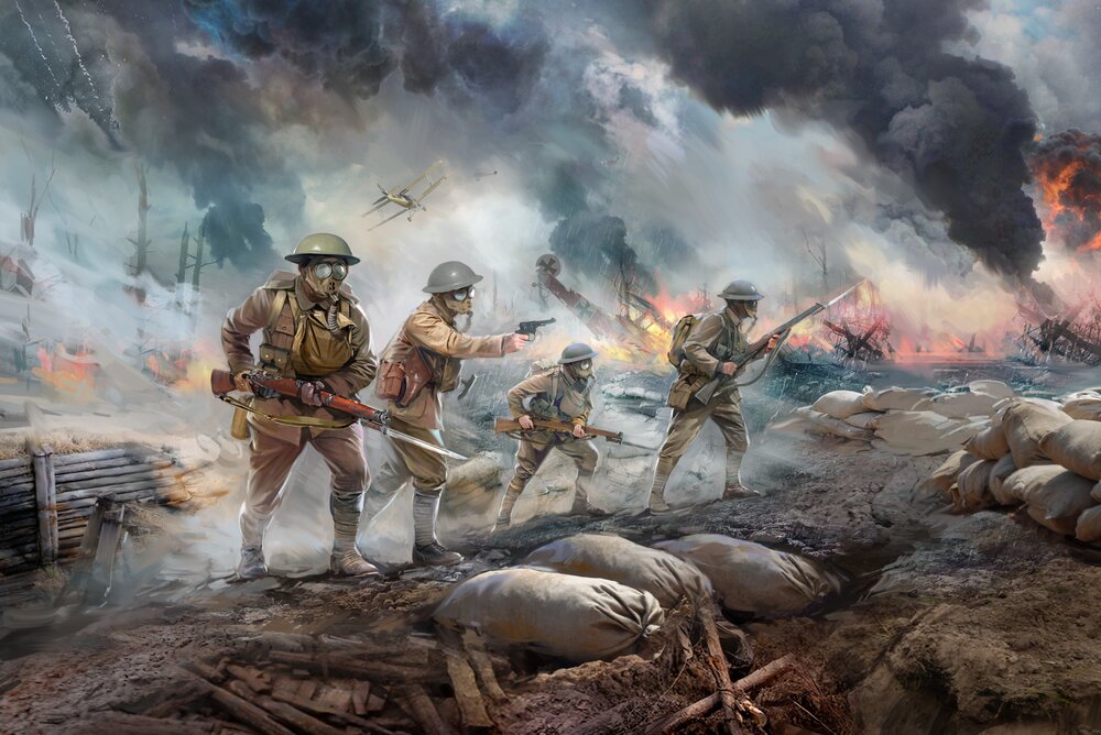 British Infantry in Gas Masks (1917) (4 figures)