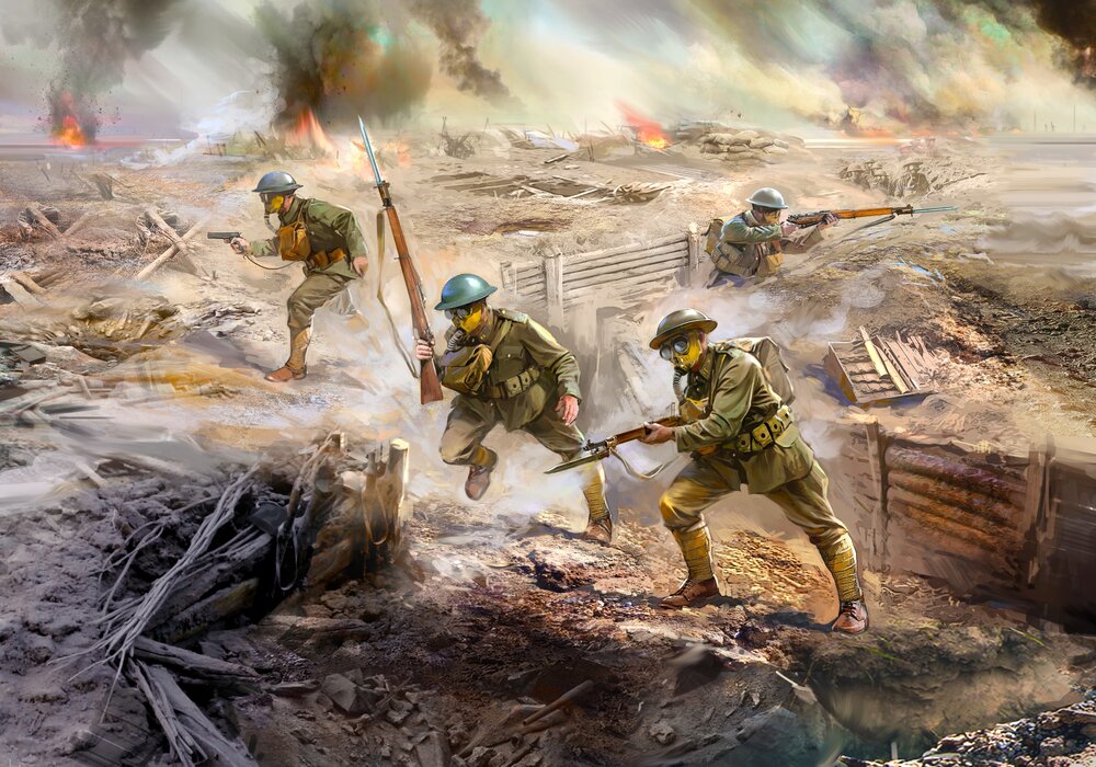US Infantry in Gas Masks (1918) (4 figures)