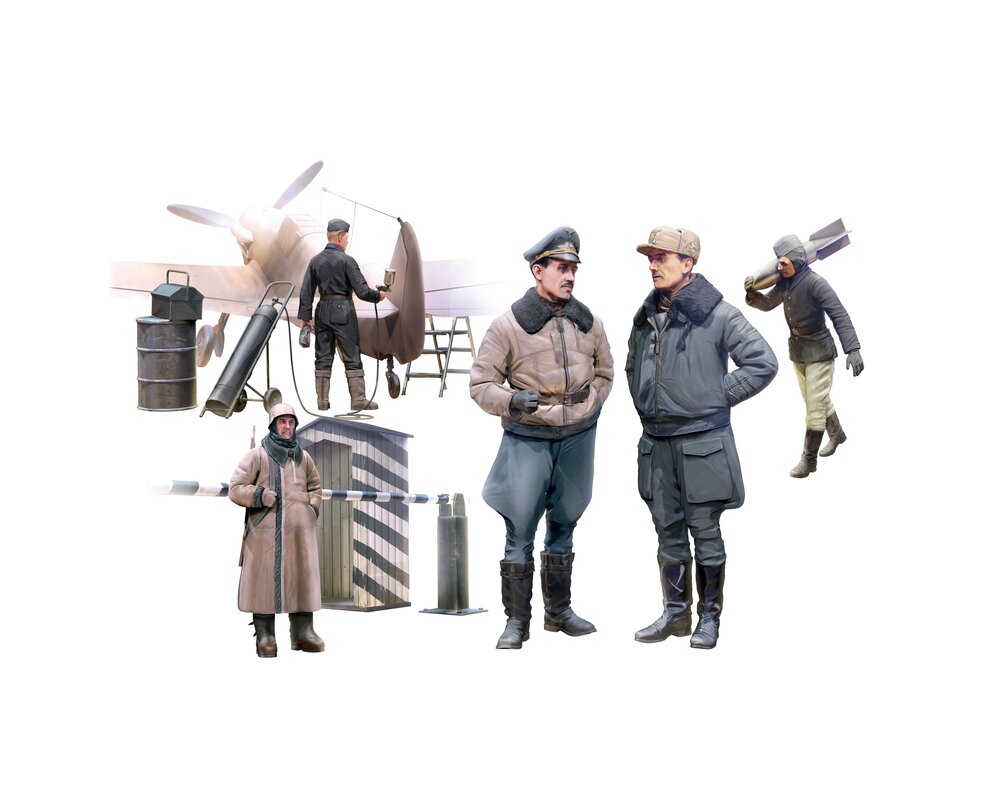 WWII German Luftwaffe Pilots, Ground Pers. Winter Uniform (5 figures)