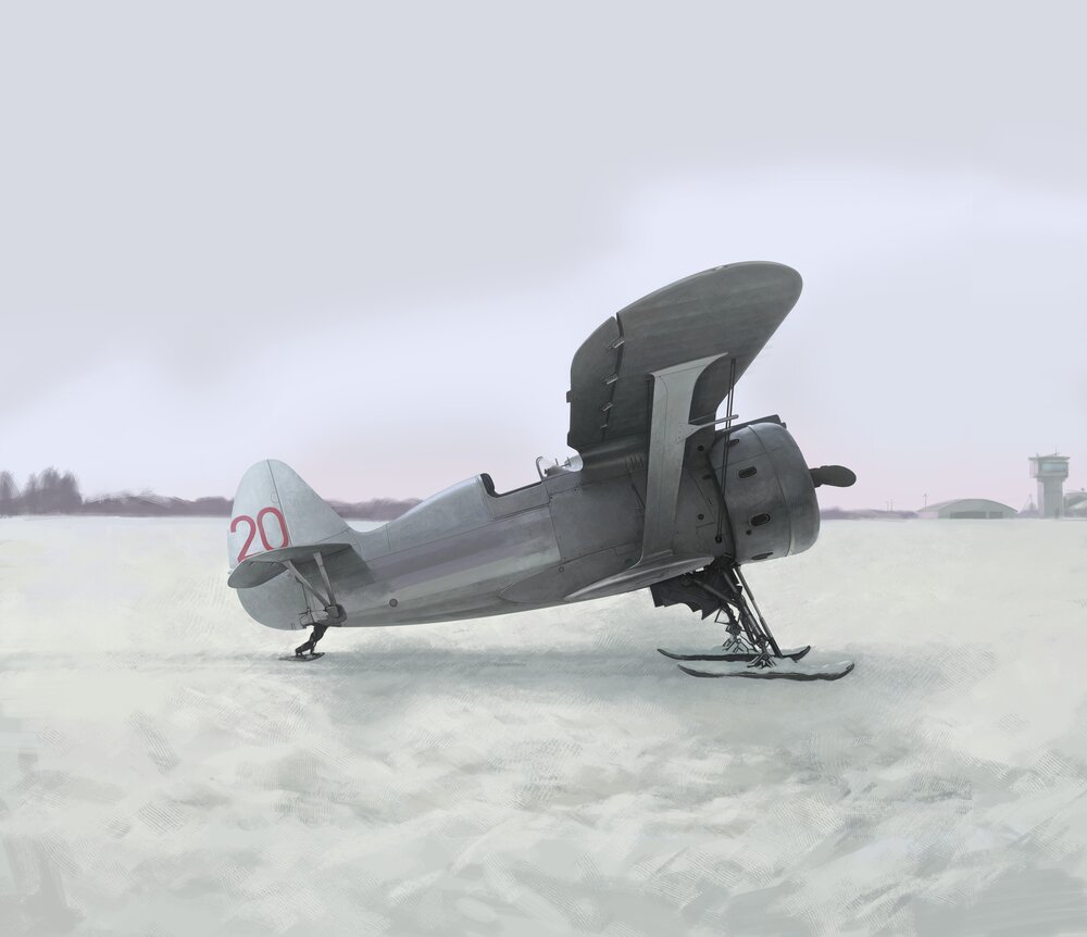 I-153, WWII Soviet Biplane Fighter (winter version)