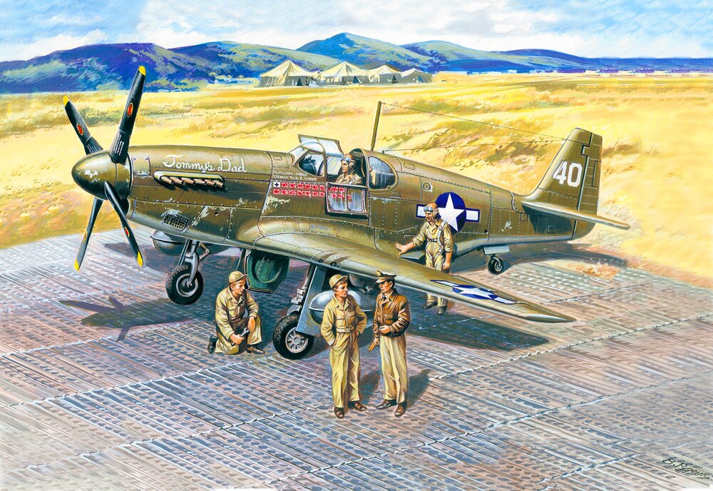 Mustang P-51B with USAAF Pilots and Ground Personnel