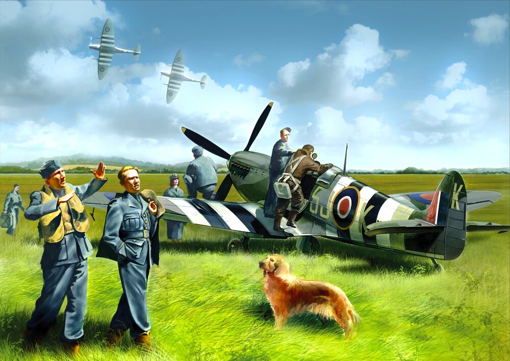 Spitfire Mk.IX with RAF Pilots and Ground Personnel