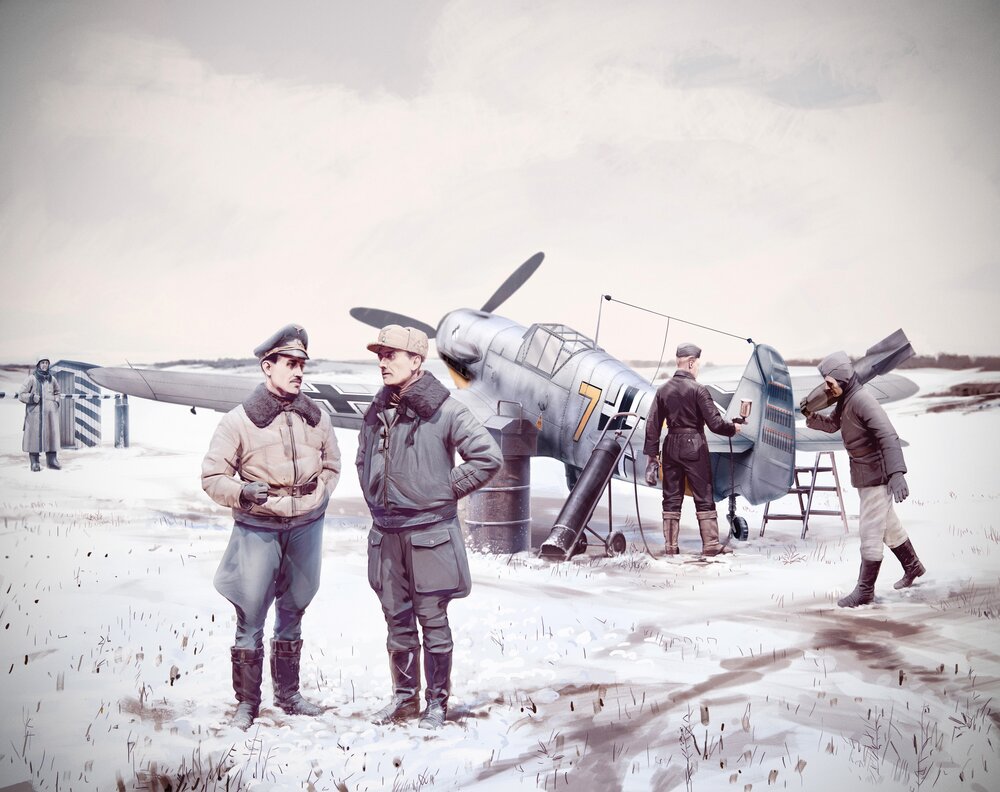 Bf 109F-4 with German Luftwaffe Personnel