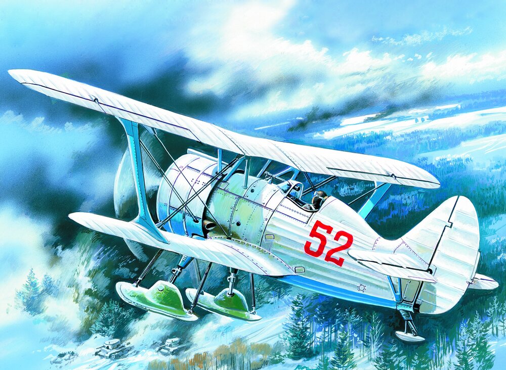I-15 bis, WWII Soviet Biplane Fighter (winter version)