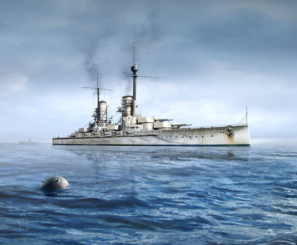 Kronprinz (full hull & waterline), WWI German Battleship