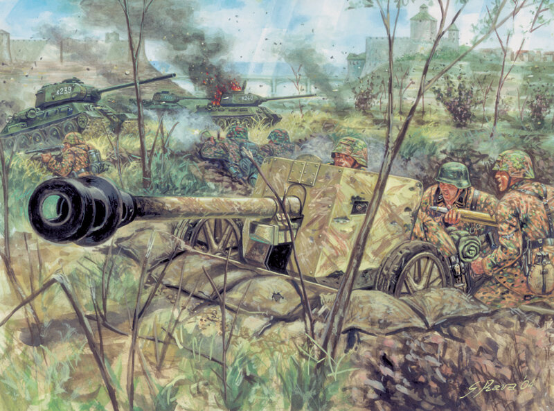 WWII- GERMAN PAK40 AT GUN & CREW