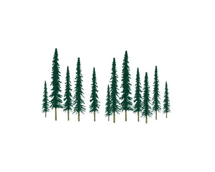 N-scale - 2″ to 4″ Scenic-Conifer, 36 per pack