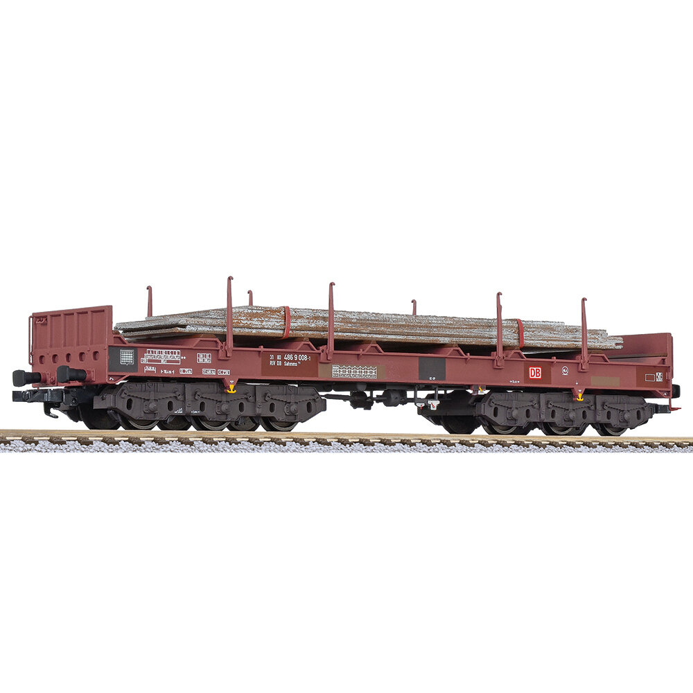 Coil transport wagon, type Sahmms 711, steel plate loading, DB AG, Ep.V, brown, weathered