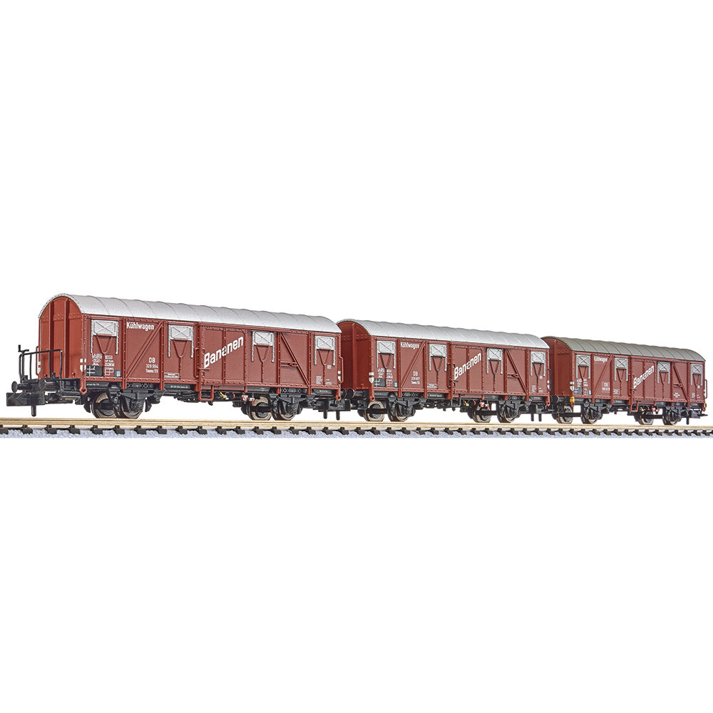 3-unit set, closed wagon, Tnomhs 59, ″BANANEN″, DB, Ep.III