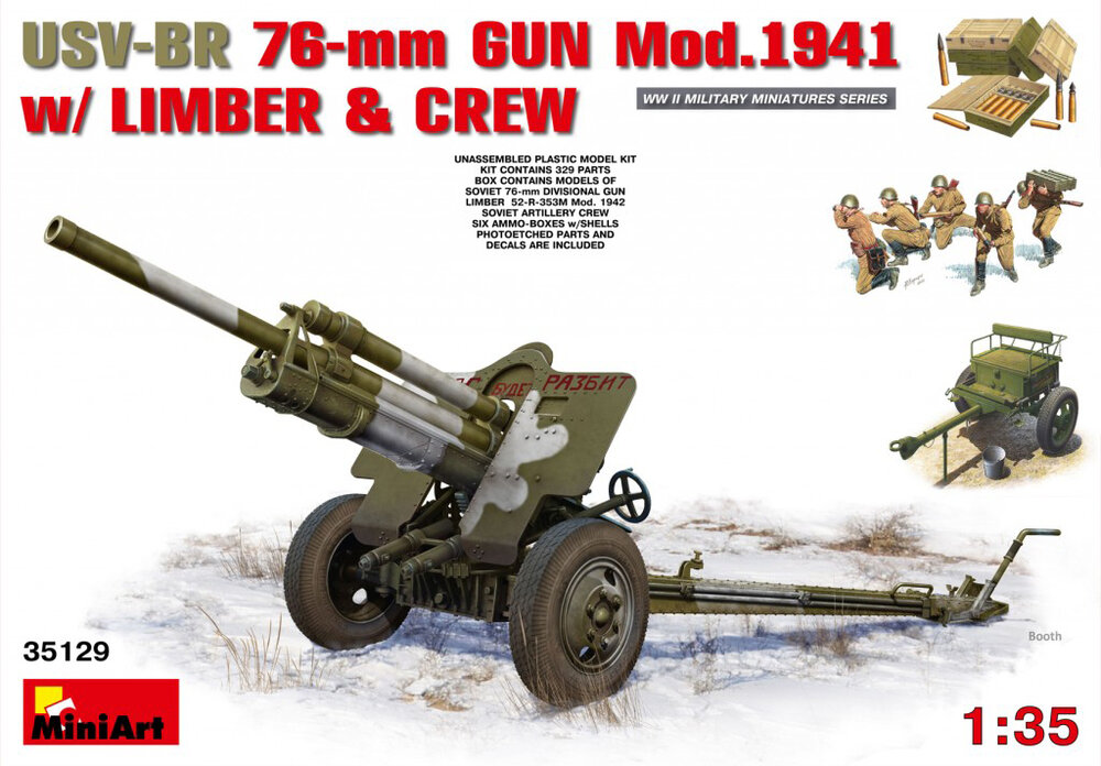 USV BR76mm Gun 1941 w/Limb&Crew1/35