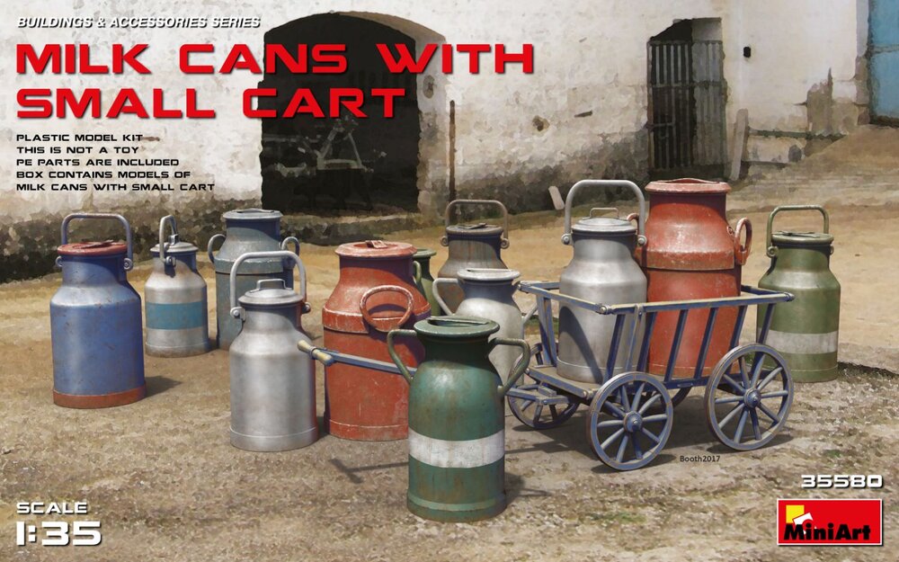 Milk Cans with Small Cart 1/35