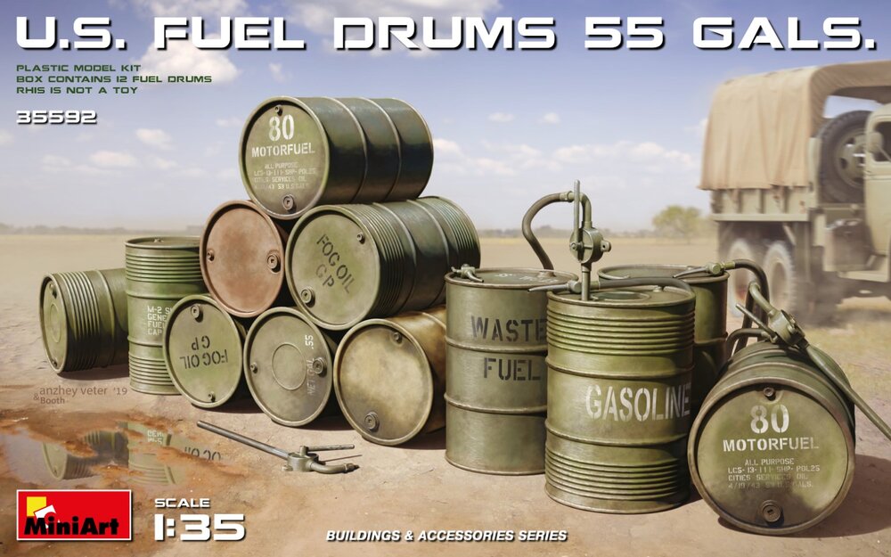 U.S. Fuel Drums 55 Gals. 1/35