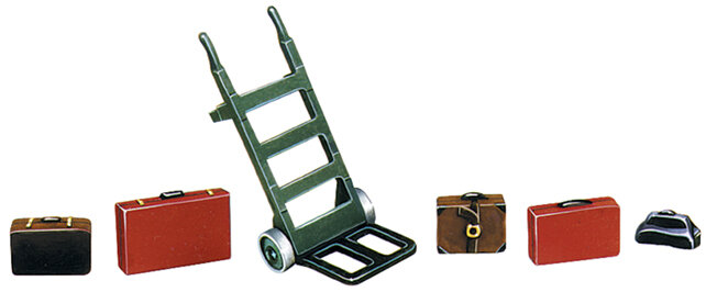 Porters Trolley & Luggage (cast white metal)