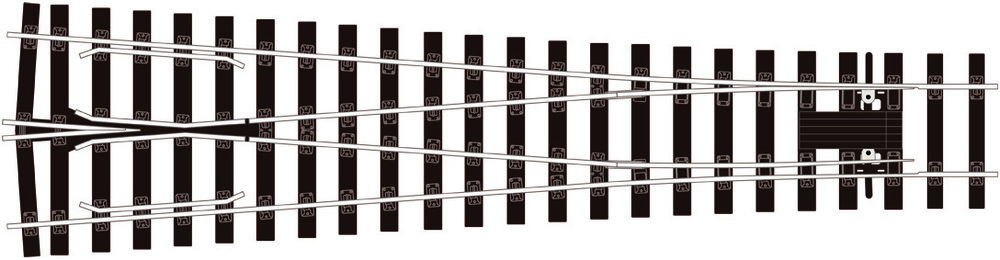 Y Medium radius (1828mm, 72”) Turnout Electrofrog