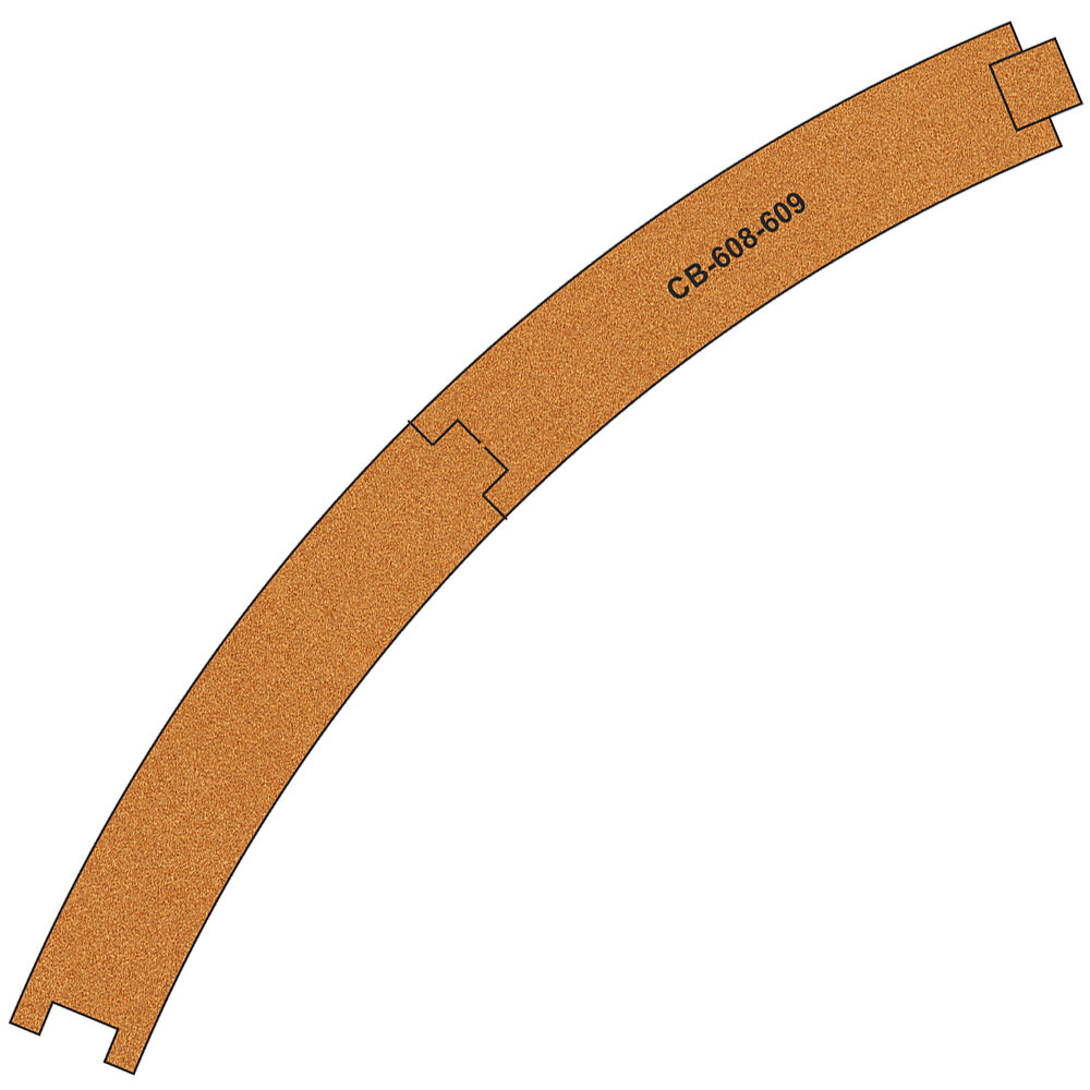 10 X Pre-Cut Cork Bed for R608-609 R3 Curve Tracks