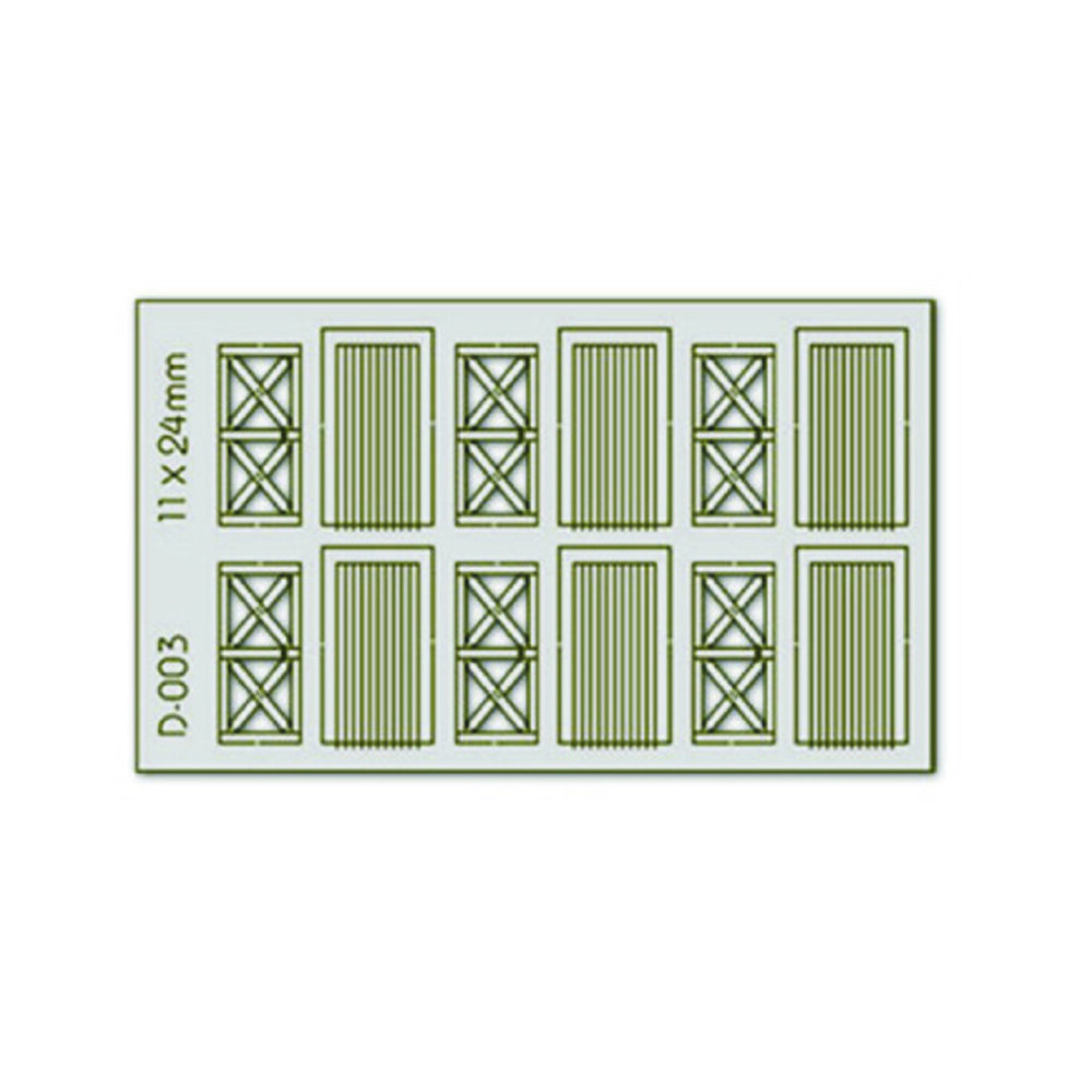 6 pcs 11X24mm Cottage Doors HO/OO