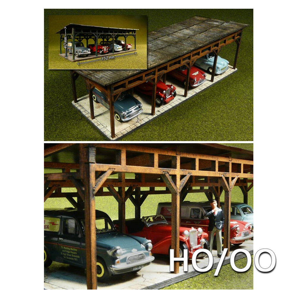 Laser-Cut 4 Car Shed Kit HO/OO