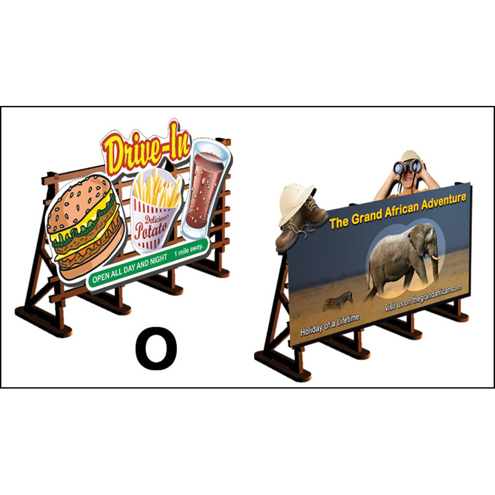 O Scale 2 X Billboards No: 4 Drive-In + Safari