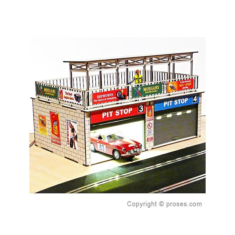 Retro Type Double Pit Stop Kit w/Light and Sliding Doors