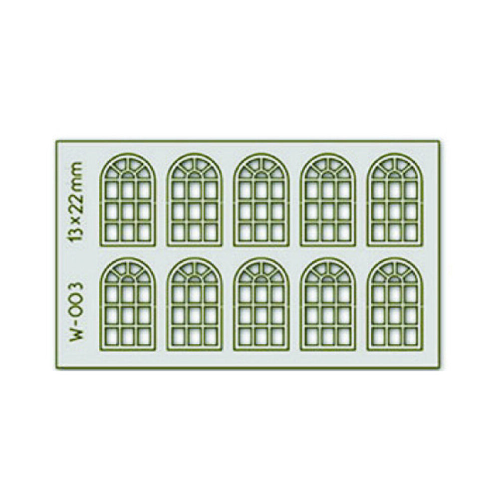 10 pcs 13X22mm 14 Pane Arched Windows HO/OO