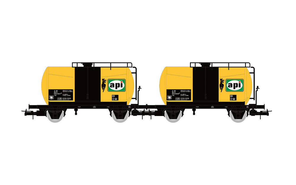 FS, 2-unit pack 2-axle tank wagons ″api″ yellow, ep. IV