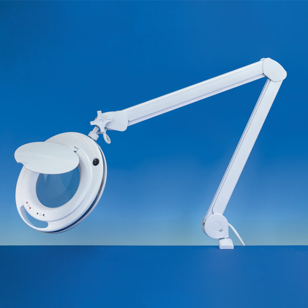 LED Magnifier Lamp with Warm to Cool light dimmer & 2 lenses