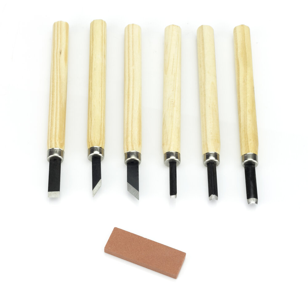 Wood Carver Set 6pc & Sharpening stone