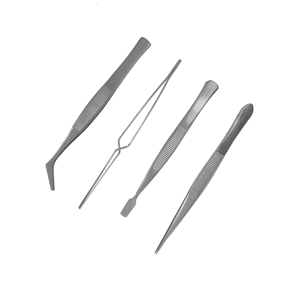 SET VAN 4 PINCETTEN RVS