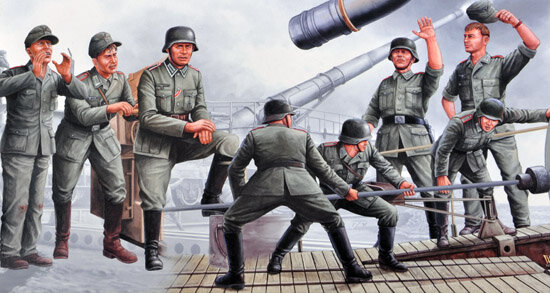 RAILROAD GUN CREW 8PC1:35
