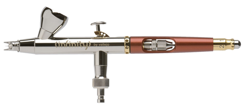 Infinity by Vallejo two in one - Nozzle Set 0.15 + 0.4 mm Fine Line, Cup 2 + 5 ml, Quick Fix, Distance Cap