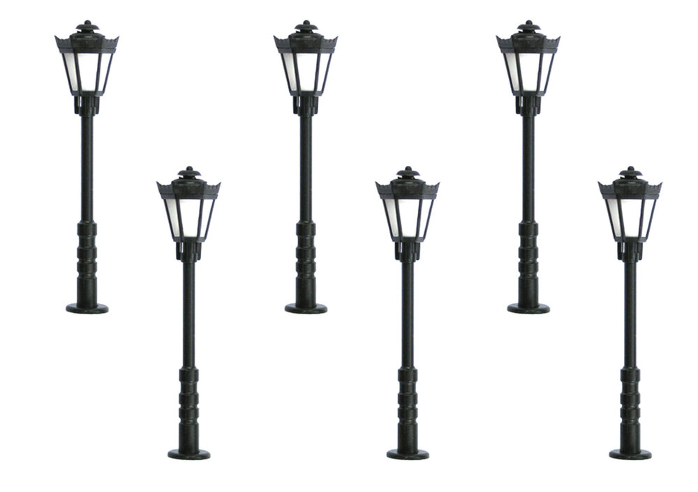 H0 Parklaterne 5+1, LED warmw